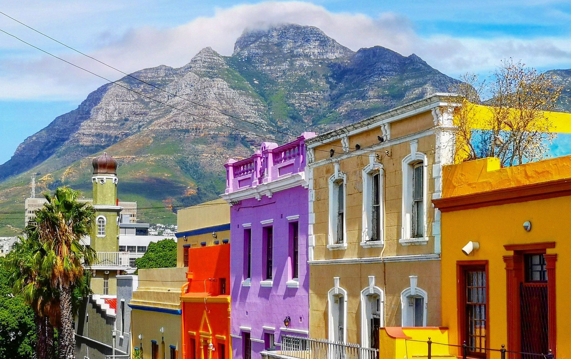 Cape town Bo Kaap Malay quarter rooftops with table mountain in the background Cape town Bo Kaap Malay quarter rooftops with table mountain in the background